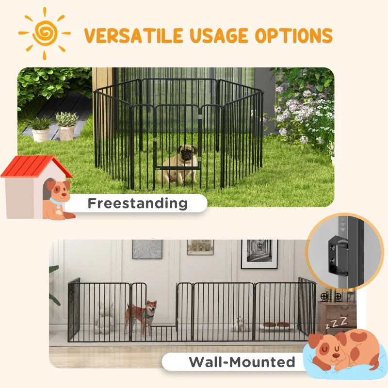 PawHut Dog Fence Outdoor 6 Panels 31.5" Height Steel Pet Exercise Pen Indoor, for Small and Medium Dogs