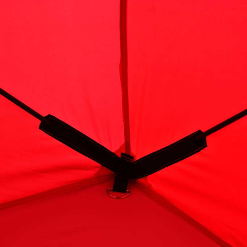 Outsunny 2 Person Pop Up Ice Fishing Tent Shelter, Fishing Shanty, with Carry Bag, Red