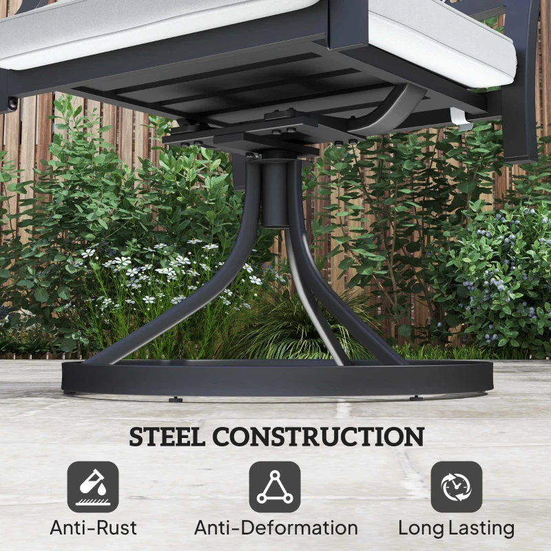 Outsunny Outdoor Patio Chairs Set of 2, Metal Swivel Rocker Chairs with Cushion and Armrests for Backyard, Garden, Patio