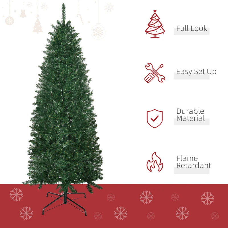 HOMCOM 6' Artificial Christmas Tree, Unlit Xmas Tree with Realistic Branch Tips for Indoor, Home, Holiday, Green
