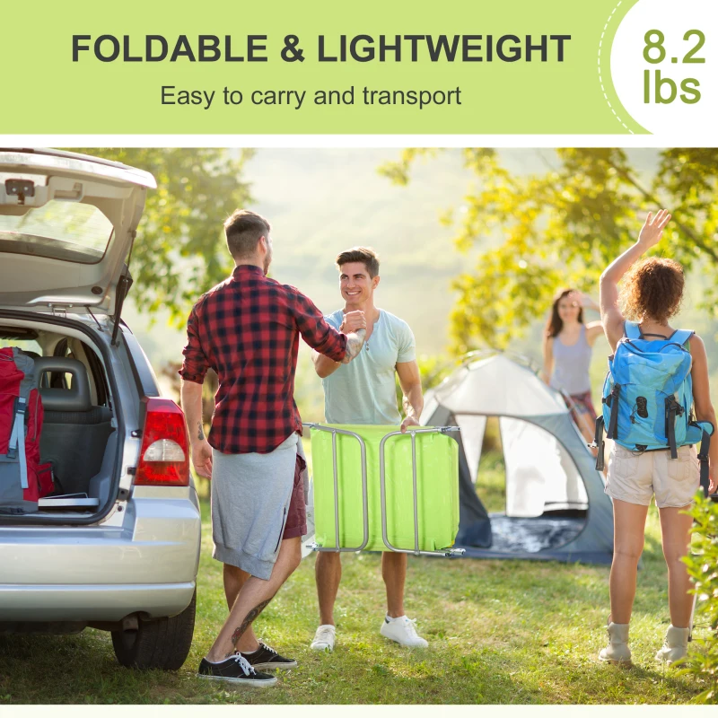 Outsunny Folding Chaise Lounge Pool Chairs, Outdoor Sun Tanning Chairs with Pillow, Reclining Back, Steel Frame & Breathable Mesh for Beach, Yard, Patio,  Green