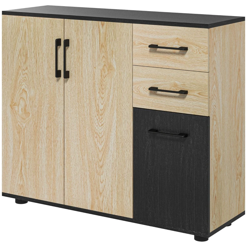 HOMCOM Modern Sideboard Cabinet, Freestanding Sideboards and Buffets with 3 Doors, 2 Drawers and Adjustable Shelf