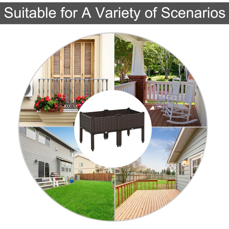 Outsunny 2-piece Raised Garden Bed PP Raised Flower Bed Plant Stand Stackable Vegetable Herb Grow Box