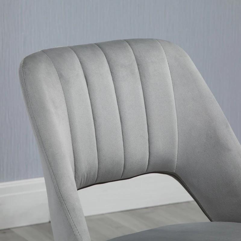 Vinsetto Mid Back Office Chair Velvet Fabric Swivel Scallop Shape Computer Desk Chair, Grey