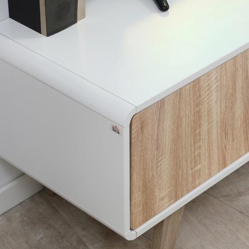 HOMCOM Modern TV Stand Cabinet for TVs up to 72" Flat Screen with Push-open Drawer, Storage Compartment and Cable Management, Rounded-edge Entertainment Center for Living Room, Bedroom