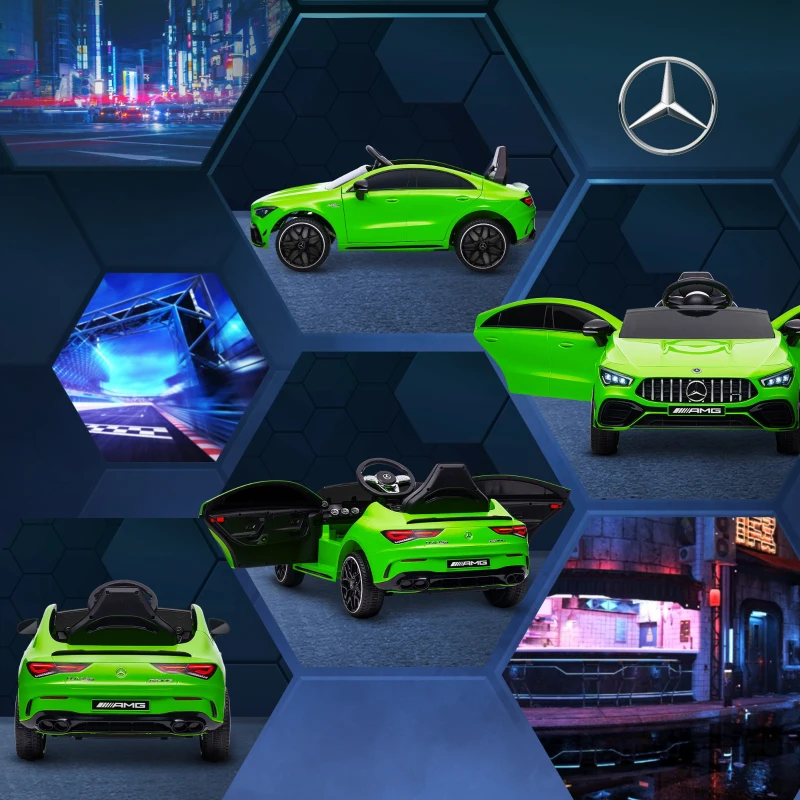 Qaba Mercedes-Benz AMG Licensed 12V Kids Ride on Car with Remote Control, Rear Suspension, LED Lights, Music, Green