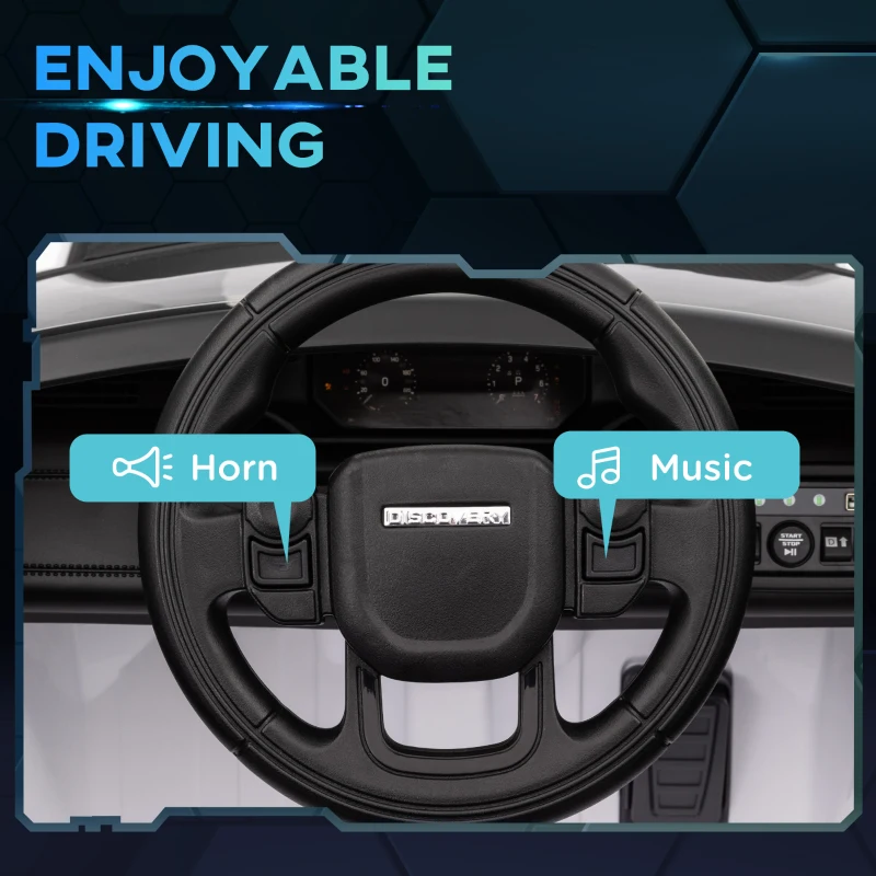 Qaba Land Rover Discovery Sport Licensed 12V Kids Ride on Car with Remote Control Soft Start, LED Lights, White