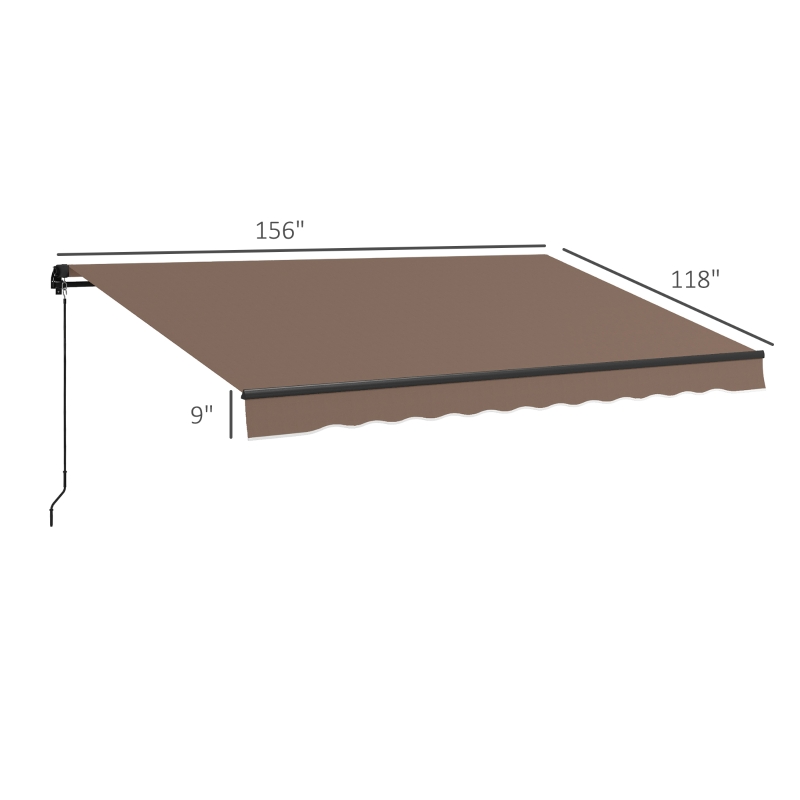 Outsunny 13' x 10' Retractable Awning, 280gsm UV Resistant Sunshade Shelter for Deck, Balcony, Yard, Coffee(m-3)