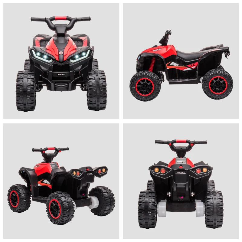 Aosom 12V Kids ATV Quad Car with Forward & Backward Function, Four Wheeler for Kids with Wear-Resistant Wheels, Music, Electric Ride-on ATV for Toddlers Ages 3+ Years Old, Red(m-8)