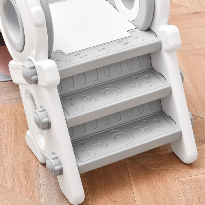 Qaba Folding Kids Slide, Activity Freestanding Climber for Ages 1-3 Years, In and Outdoor Exercise Playset Toy Center, with Cartoon Astronaut Shape, Gray