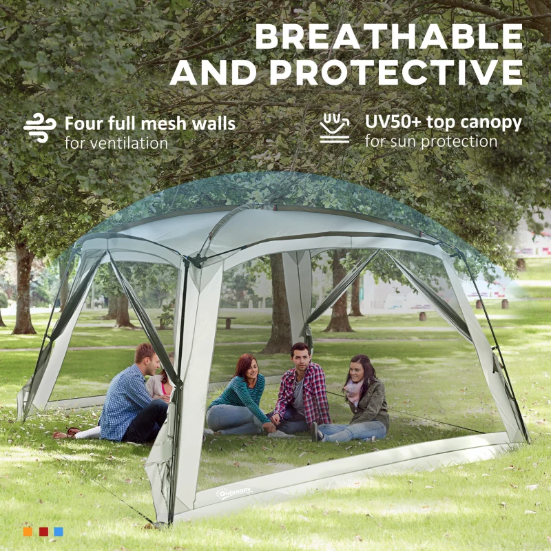 Outsunny 12' x 12' Screen House, UV50+ Screen Tent with 2 Doors & Carry Bag for Outdoor Camping Activities, Easy Setup, White
