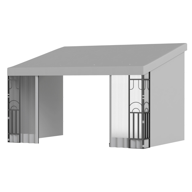 Outsunny 10' x 13' Wall Pergola, Outdoor Gazebo with 2 Curtains and 2 Nettings, UV Resistant, for Patio, Deck, Light Grey