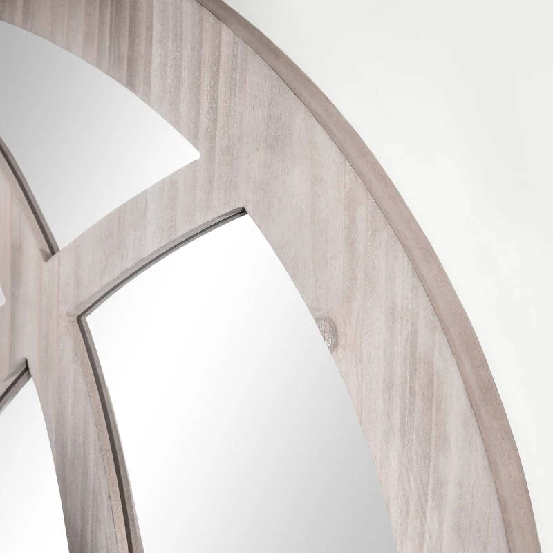 HOMCOM 41" x 31.5" Large Rustic Wall Mirror, Arch Window Mirror for Wall Decor in Living Room, Bedroom, Entryway, Natural