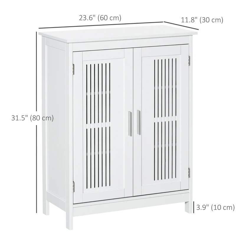 kleankin Modern Bathroom Floor Cabinet, Free Standing Linen Cabinet, Storage Cupboard with 3 Tier Shelves, White