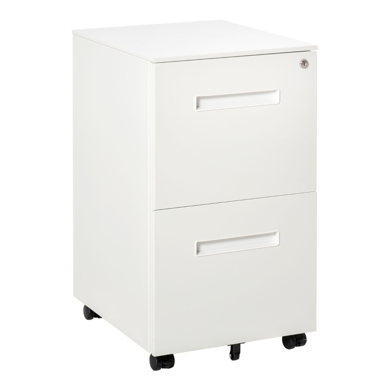 Vinsetto File Cabinet, Vertical Filing Cabinet with Adjustable Partition for A4 Letter Size, Lockable for Office, White