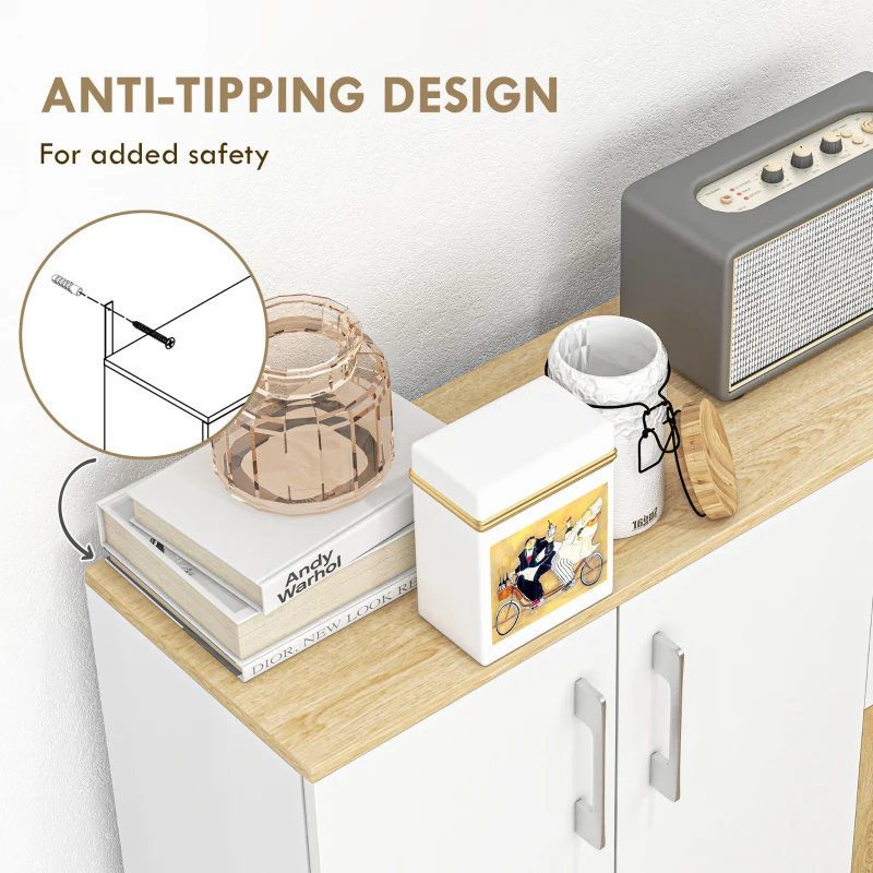 HOMCOM Modern Sideboard Cabinet, Freestanding Sideboards and Buffets with 3 Doors, 2 Drawers and Adjustable Shelf