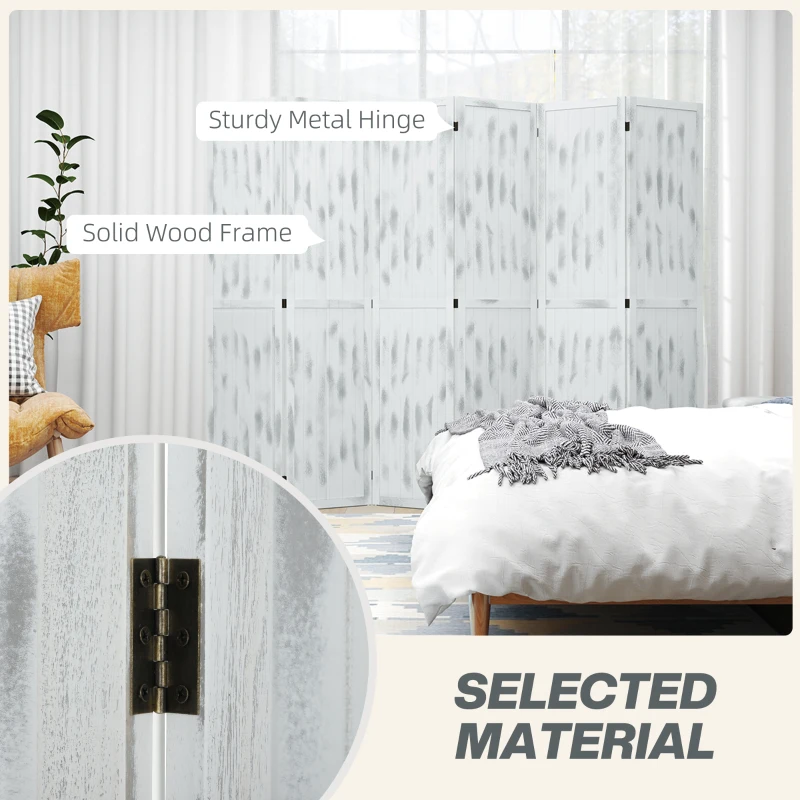 HOMCOM Screen Divider Room Divider Screen with Foldable Design for Indoor Bedroom Office 5.5' Rustic White