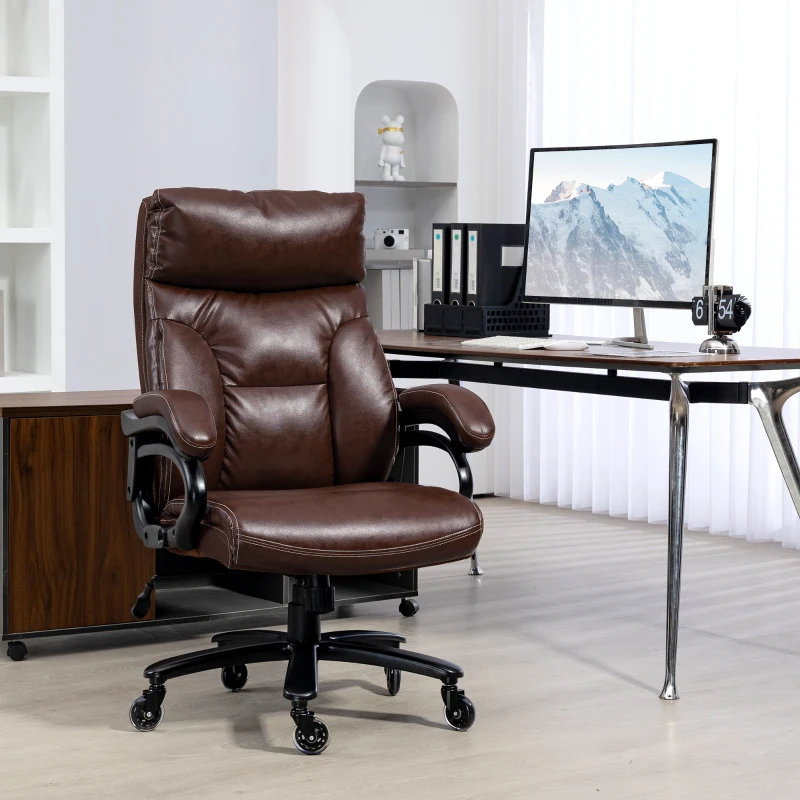 Vinsetto Big and Tall Office Chair, 400 lbs, Executive Computer Chair with PU Leather, Adjustable Height, Brown