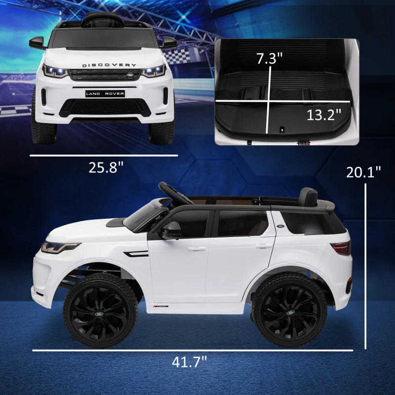Qaba Land Rover Discovery Sport Licensed 12V Kids Ride on Car with Remote Control Soft Start, LED Lights, White