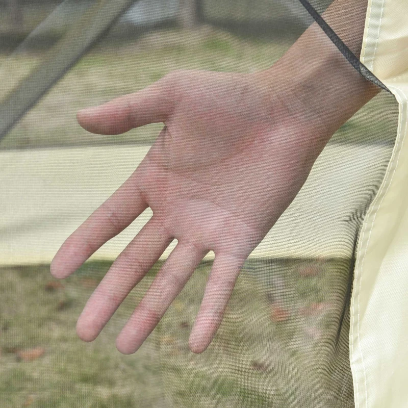 Outsunny Pop-Up Tent, Foldable Screen Tent with Carry Bag, Zippered Door and Ground Stakes, Fits 3-4 People, Beige