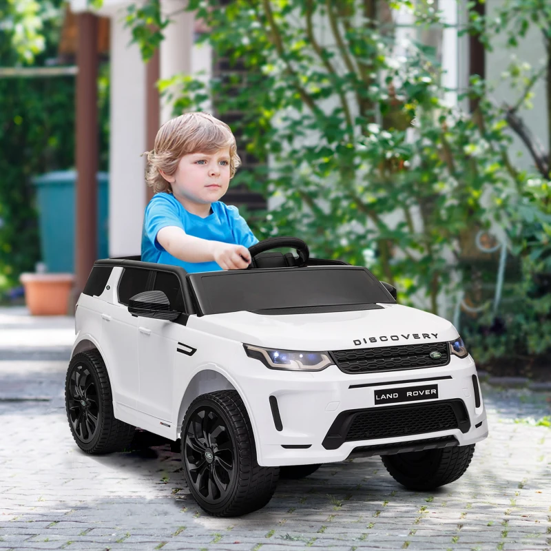 Qaba Land Rover Discovery Sport Licensed 12V Kids Ride on Car with Remote Control Soft Start, LED Lights, White
