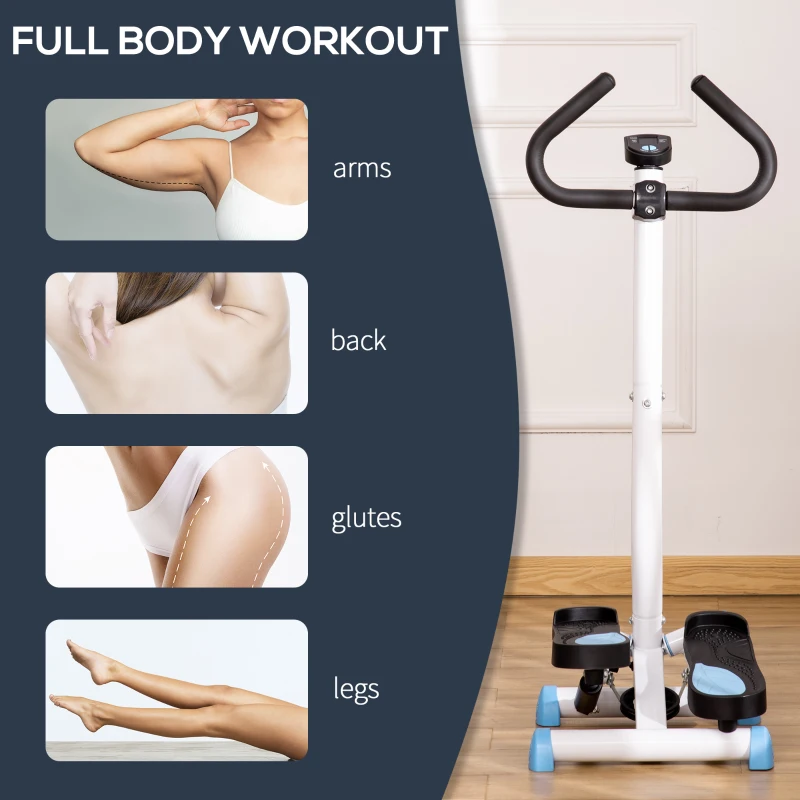 Soozier Twist Stepper Exercise Machine with Adjustable Resistance, LCD Screen - White & Blue