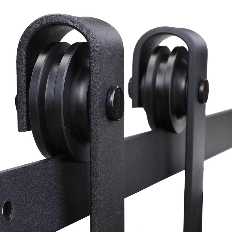 HOMCOM 6.6FT CARBON STEEL Sliding Wood Barn Door Hardware Track Set Door System Carbon Steel J Shape Roller