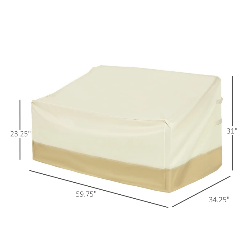 Outsunny Patio Furniture Covers for 3-Seater Garden Bench, Waterproof 600D Heavy Duty Oxford Fabric Outdoor Sofa Cover, Windproof, Tear Resistant, Anti-UV, 59.8" x 34.3" x 31.1"