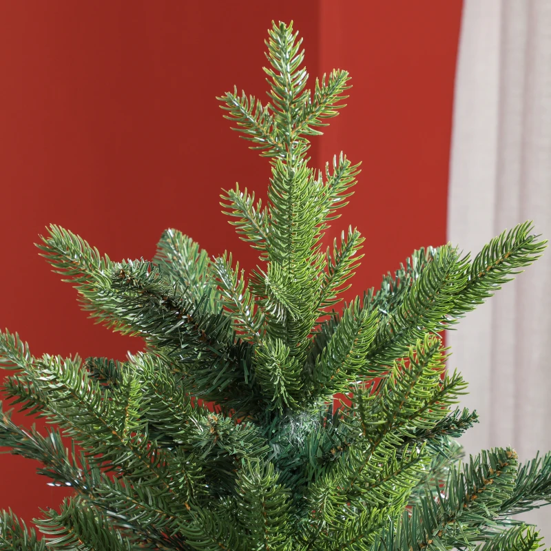 HOMCOM 6 Ft Artificial Christmas Tree with Foldable Metal Stand, Easy Assembly, Hinged Xmas Tree for Home Office Holiday