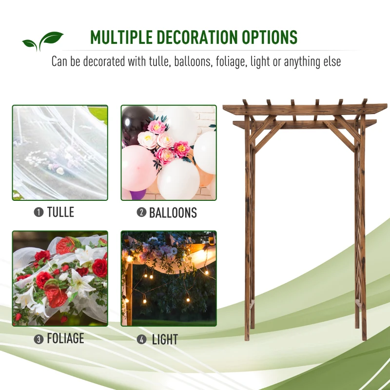 Outsunny 79" Plant Trellis, Arched Garden Arbour with Pergola Style Roof, Fir Wood Frame for Climbing Vines