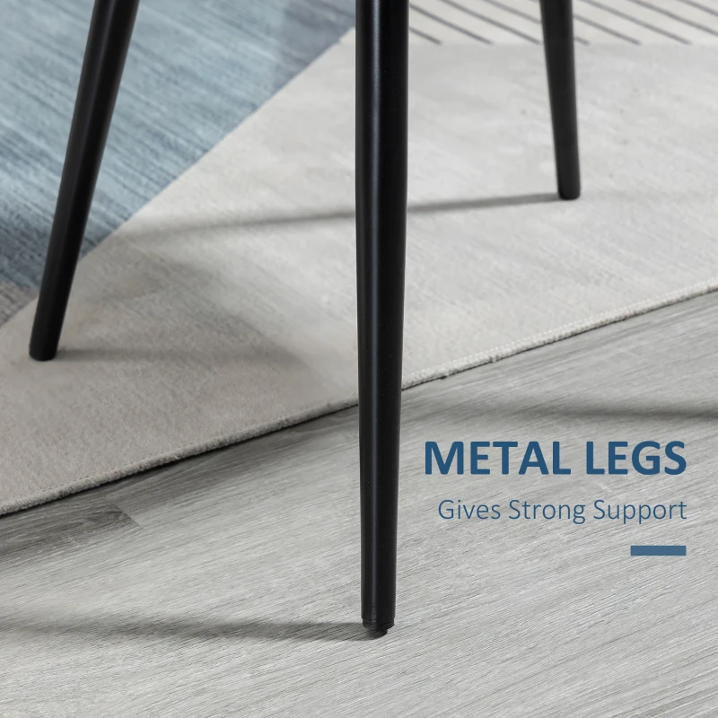 HOMCOM Set of 2 Mid-Back Dining Chair, Mid-Back Velvet-touch Upholstery Kitchen Chair for Living Room Dining Room, Dark Blue