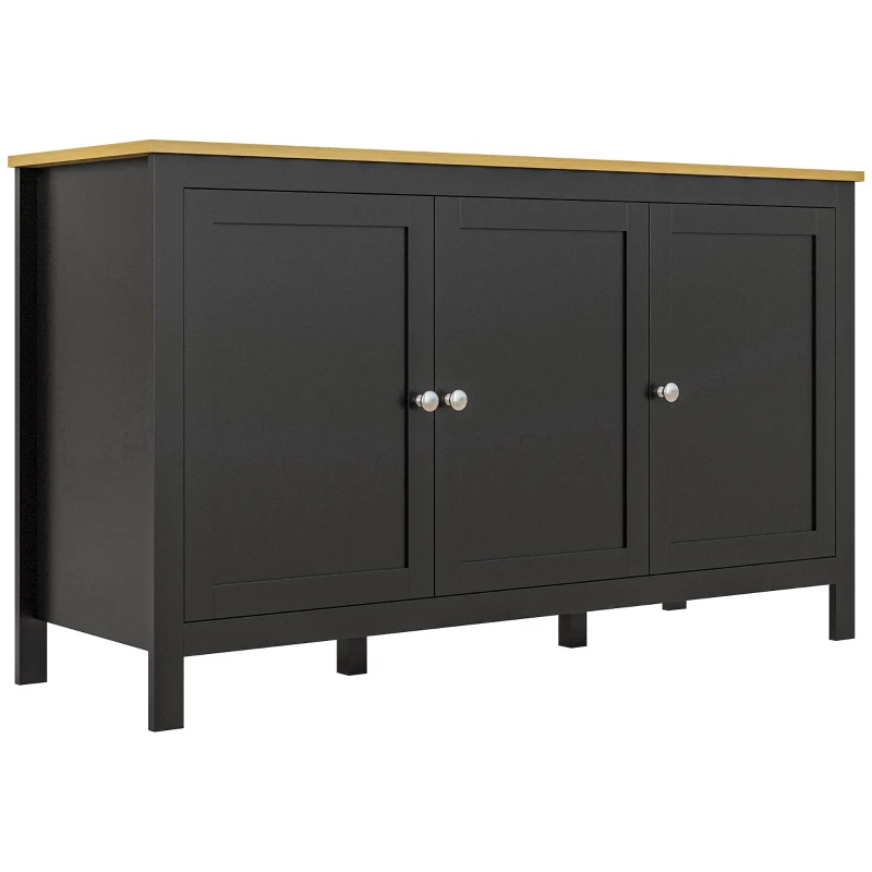 HOMCOM Sideboard, Buffet Cabinet with Doors and Adjustable Shelves for Living Room, Entryway, Black and Natural