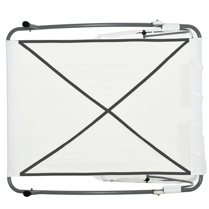 Outsunny Patio Double Chaise, Outdoor Lounge Bed with Canopy and Headrest Pillow, Portable Patio Sunbed Hammock Lounger, Cream White