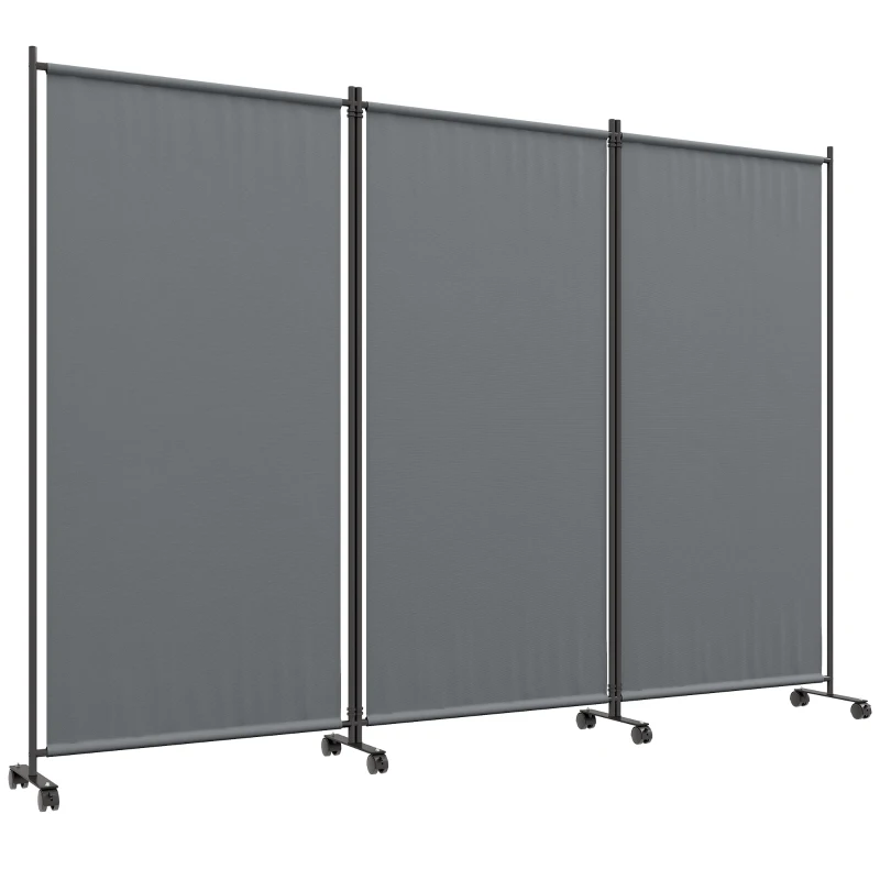 Outsunny Folding Room Divider with Castor Wheels, Rolling Privacy Screen for Patio Backyard Pool Hot Tub, 6ft Tall