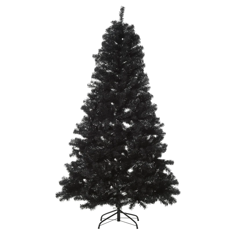 HOMCOM 6ft Artificial Christmas Tree Unlit Douglas Fir with Realistic Branches and 928 Tips, Black Halloween Style