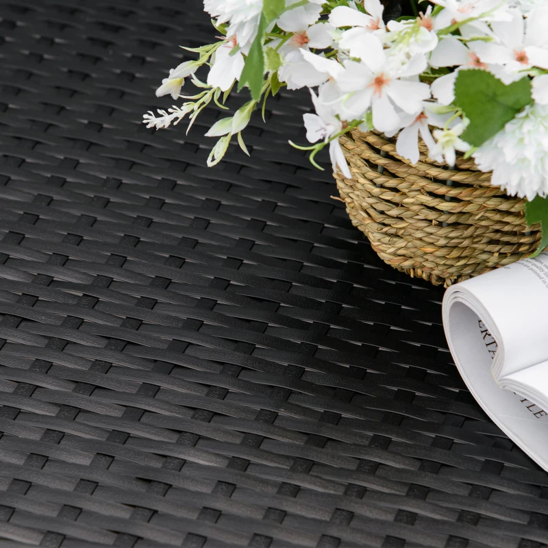 Outsunny 2 Seater Wicker Outdoor Glider Bench, Patio Swing Garden Bench, Garden Loveseat Rocking Chair, w/ Extra Wide Seat, Curved Backrest for Backyard, Poolside, Lawn, Black