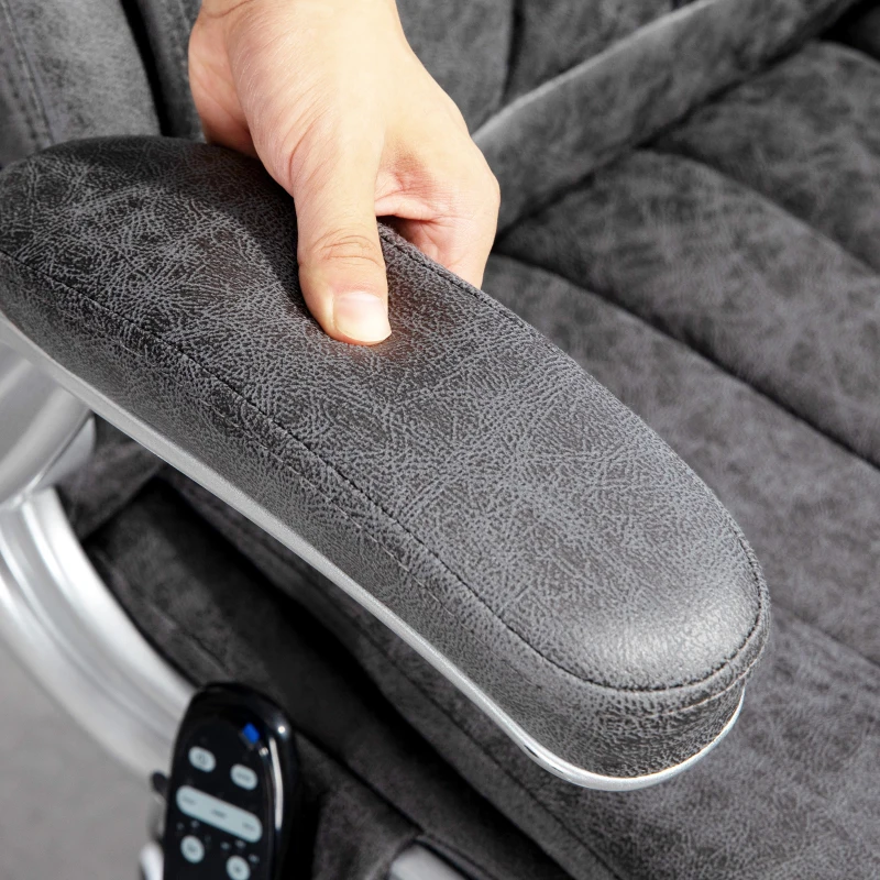 HOMCOM Vibration Massage Office Chair, High Back Heated Computer Chair with Flip-up Armrest & Swivel Wheels, Gray