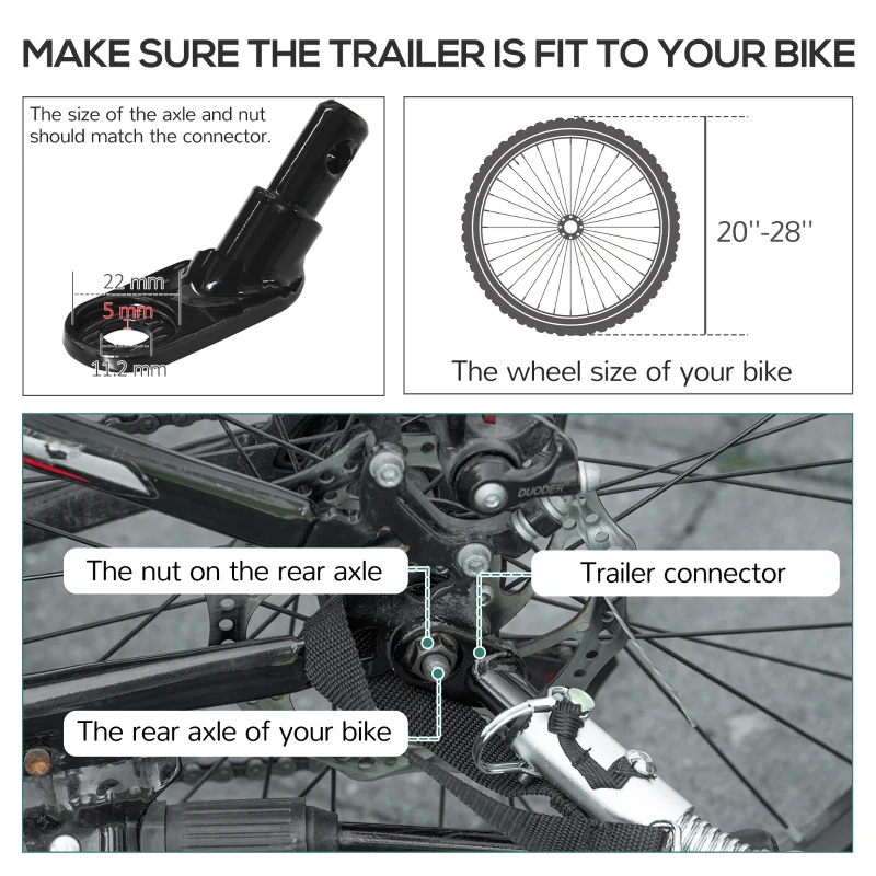 Aosom Bike Cargo Trailer, Foldable Bicycle Trailer, Luggage Wagon with Hitch, Removable Cover, Triple Safety Features and 16'' Wheels