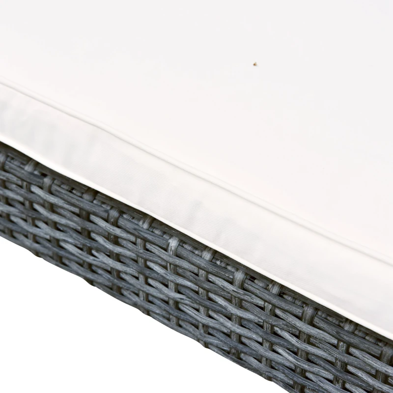 Outsunny 4pcs Outdoor Patio Furniture Set, 2 Plastic Rattan Chairs, 1 PE Wicker Loveseat Sofa, 1 Center Coffee Table with Tempered Glass Table-Top, Soft Cushions for Backyard, Garden, Grey