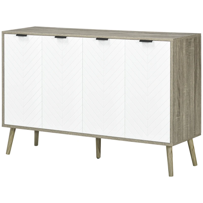 HOMCOM Modern Sideboard and Buffet, Dining Room Cabinet with Adjustable Shelves and 4 Doors, Grayish Brown