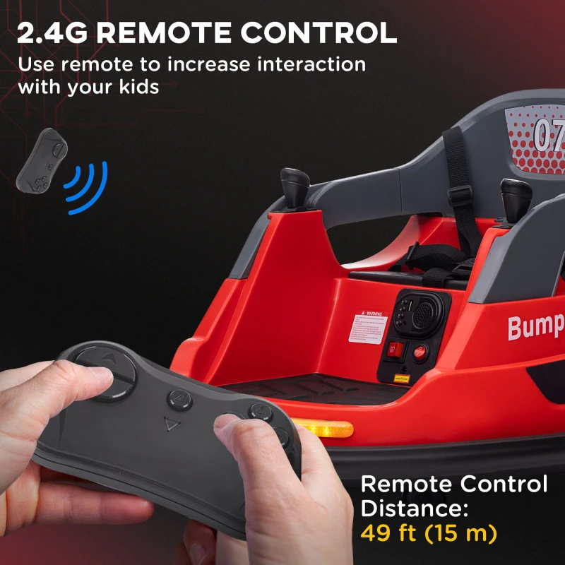 Aosom Bumper Car 12V 360° Rotation Electric Car for Kids, with Remote Control, Lights, Music, for 1.5-5 Years Old, Red