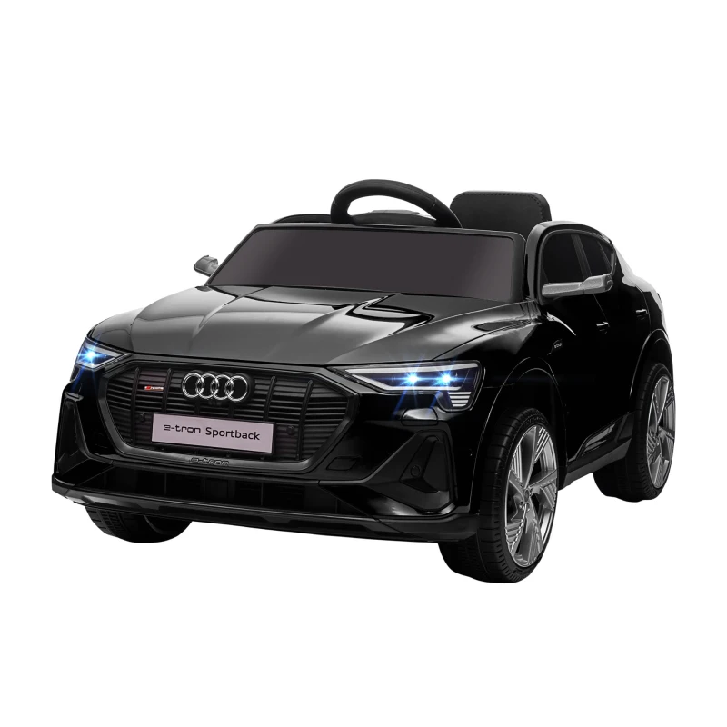 Aosom 12V Kids Electric Ride On Car, Audi E-tron, Battery Powered Toy with Parent Remote Control, Suspension System, Auxiliary Wheels, LED Lights, Music and Horn,  MP3 Player, Black