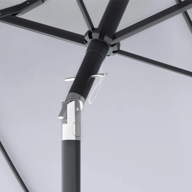 Outsunny Double Sided Patio Umbrella, 9.5' Large Outdoor Market Umbrella with Push Button Tilt and Crank, 3 Air Vents and 12 Ribs, for Garden, Deck, Pool, White(m-9)