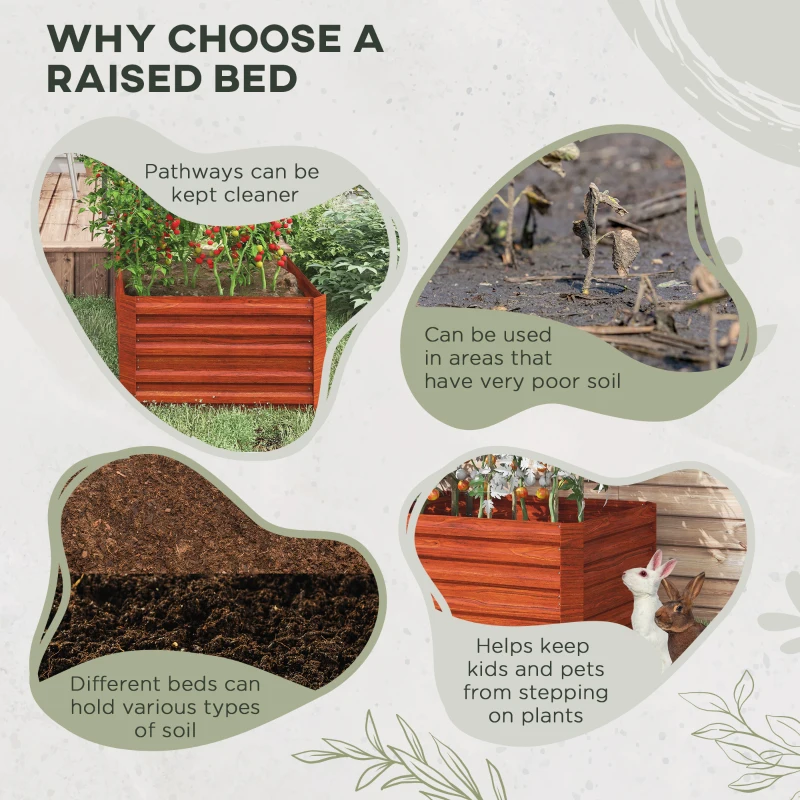 Outsunny Galvanized Raised Garden Bed, Steel Outdoor Planters with Reinforced Rods, 71" x 36" x 23", Dark Brown