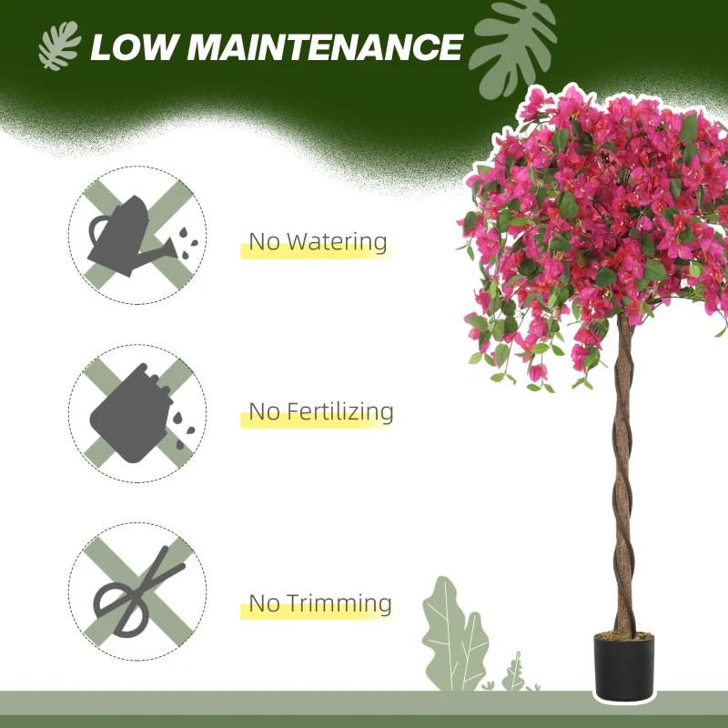 HOMCOM Decorative Artificial Plant, Murraya Flowers in Pot, Fake Plant for Home Indoor Decor, 59 inch, Purple and Red