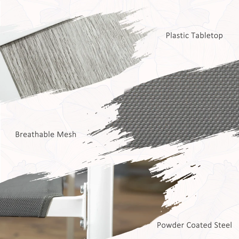 Outsunny 7 Pieces Outdoor Dining Set with 6 Stackable Chairs, Patio Table and Chairs with Plastic Top, Breathable Mesh Seat Back