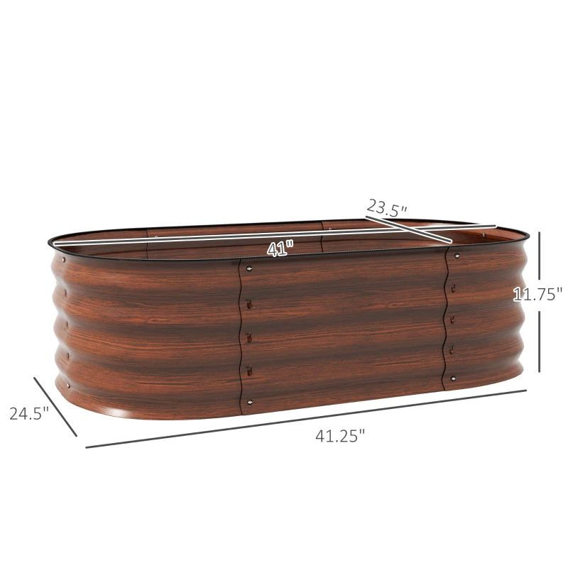 Outsunny 3.4' x 2' x 1' Galvanized Raised Garden Bed Kit, Metal Planter Box with Safety Edging, Brown