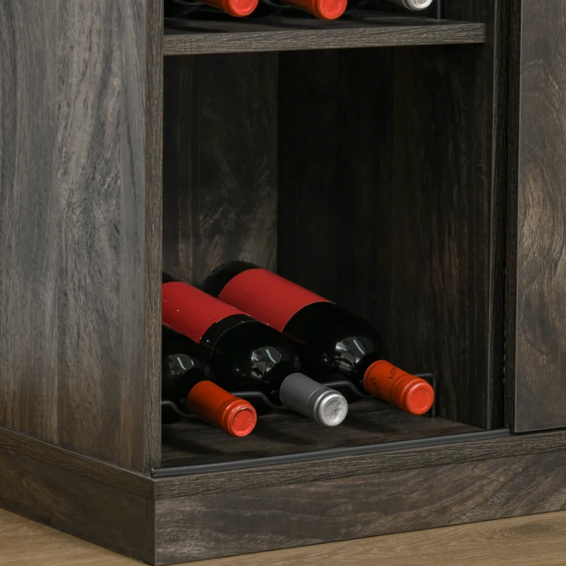 HOMCOM Industrial Wine Cabinet, Sideboard Storage Cabinet, Serving Bar Buffet with Sliding Barn Door and 6-Bottle Wine Rack, Gray