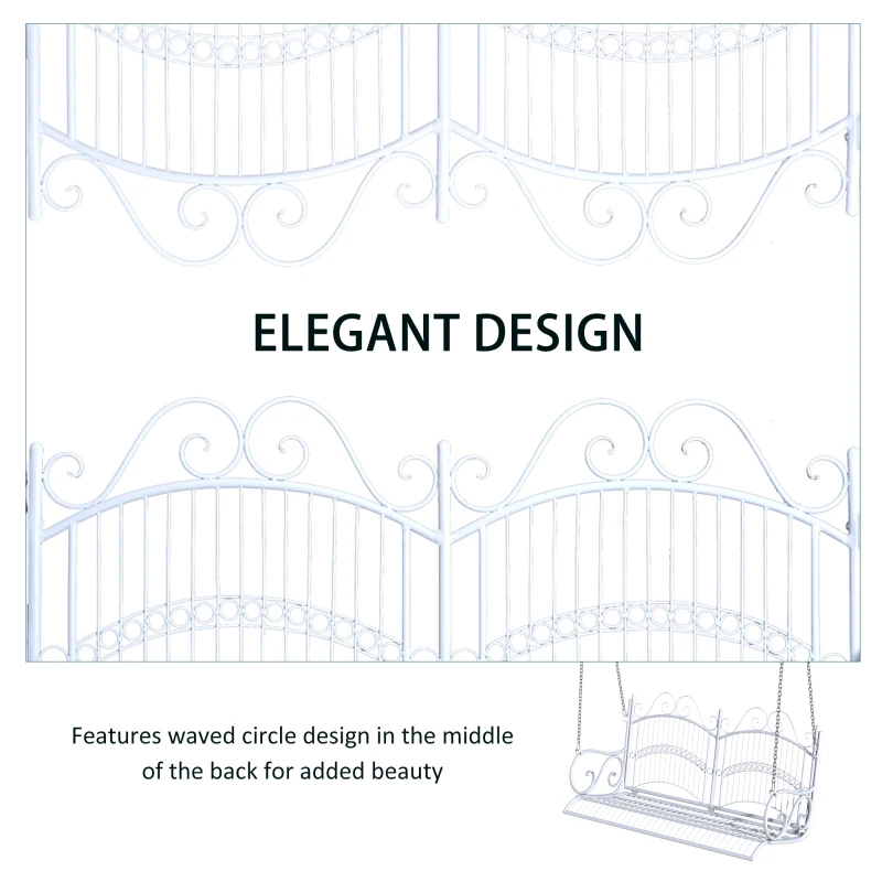 Outsunny Solid Metal 2 Seat Swing Chair Hanging Hammock Outdoor Garden White