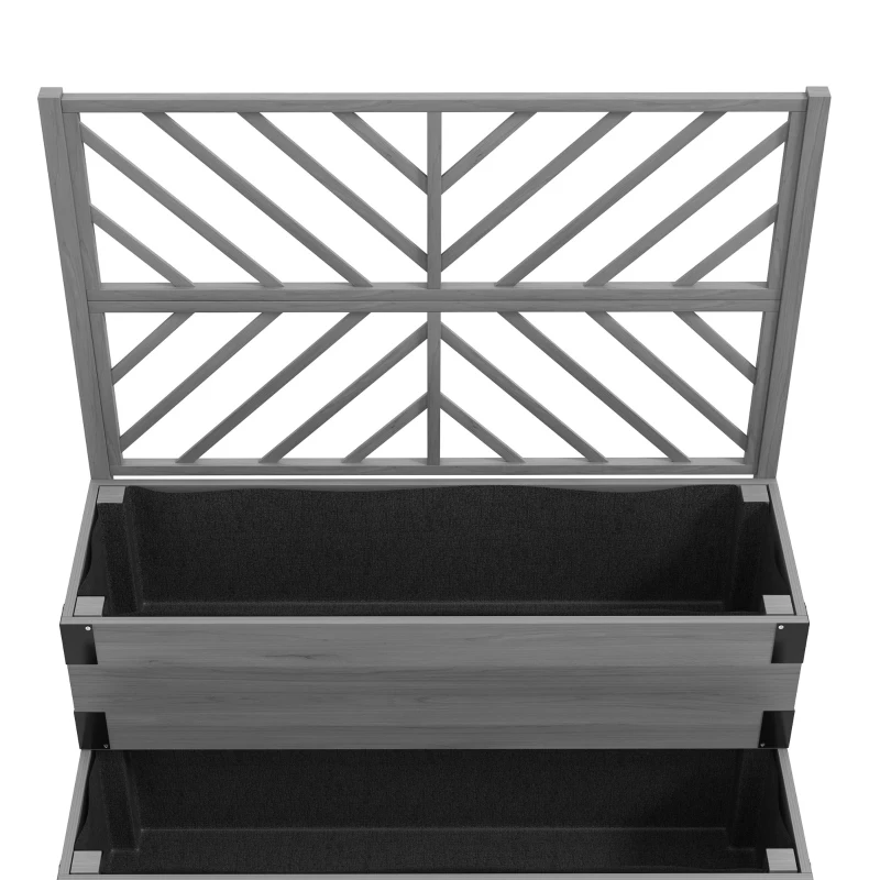 Outsunny 2 Tier Trellis Planter, Wooden Raised Garden Bed, Gray
